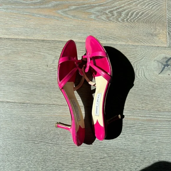 Jimmy Choo Pink Leather Slides - Picture 6 of 11